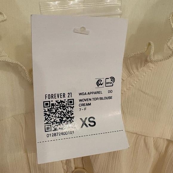 Forever 21 Cream Ruffle Crop Blouse Boho XS NEW - Picture 4 of 6